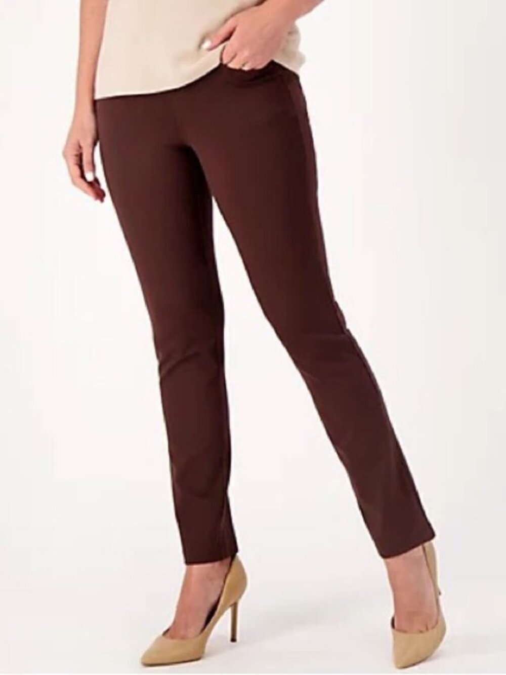 Belle by Kim Gravel Ponte Slim Straight Leg Pants